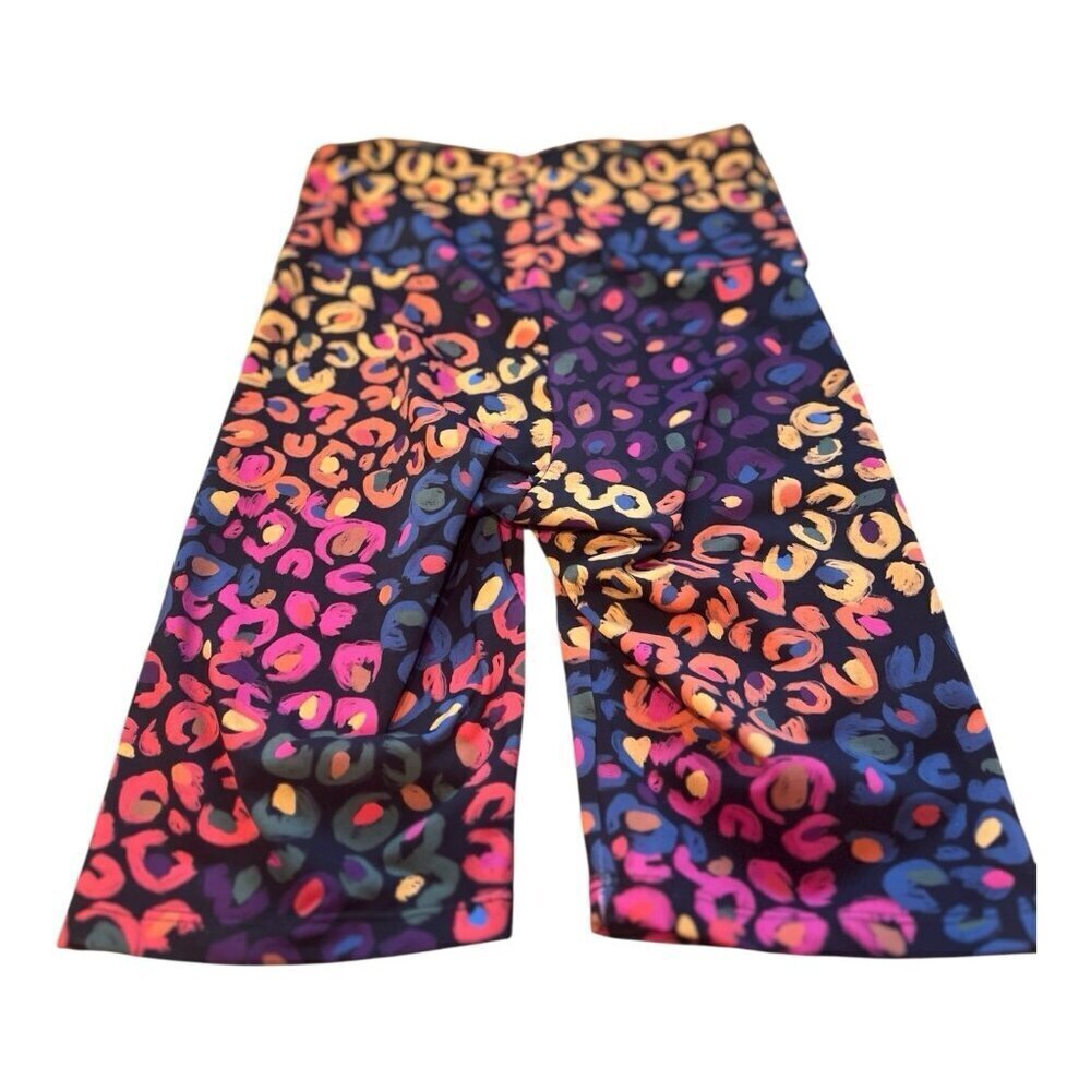 Farm RIO Rainbow Leopard Lycra Biker Shorts Size XS Colorful Athletic NWOT - Picture 2 of 6
